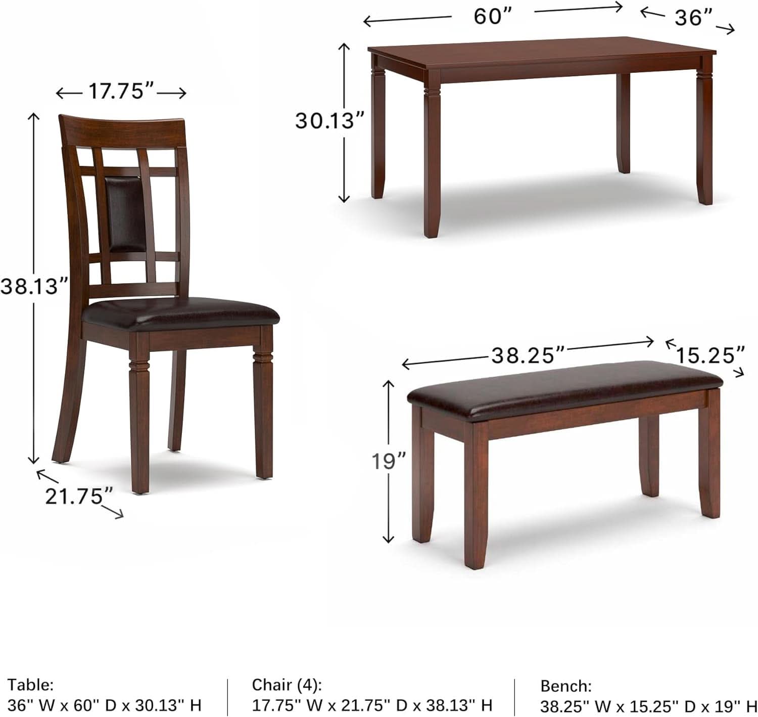 Brown Contemporary Engineered Wood Dining Table Set