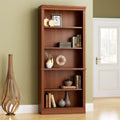 Cherry Five Shelf Wooden Standing Bookcase For Living Room