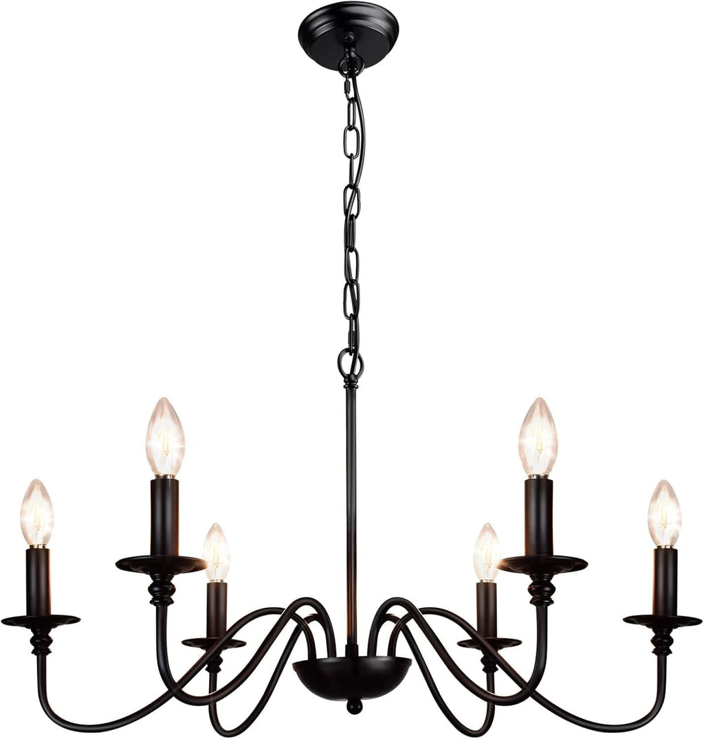 Six Light Black Industrial Farmhouse Chandelier Pendant
