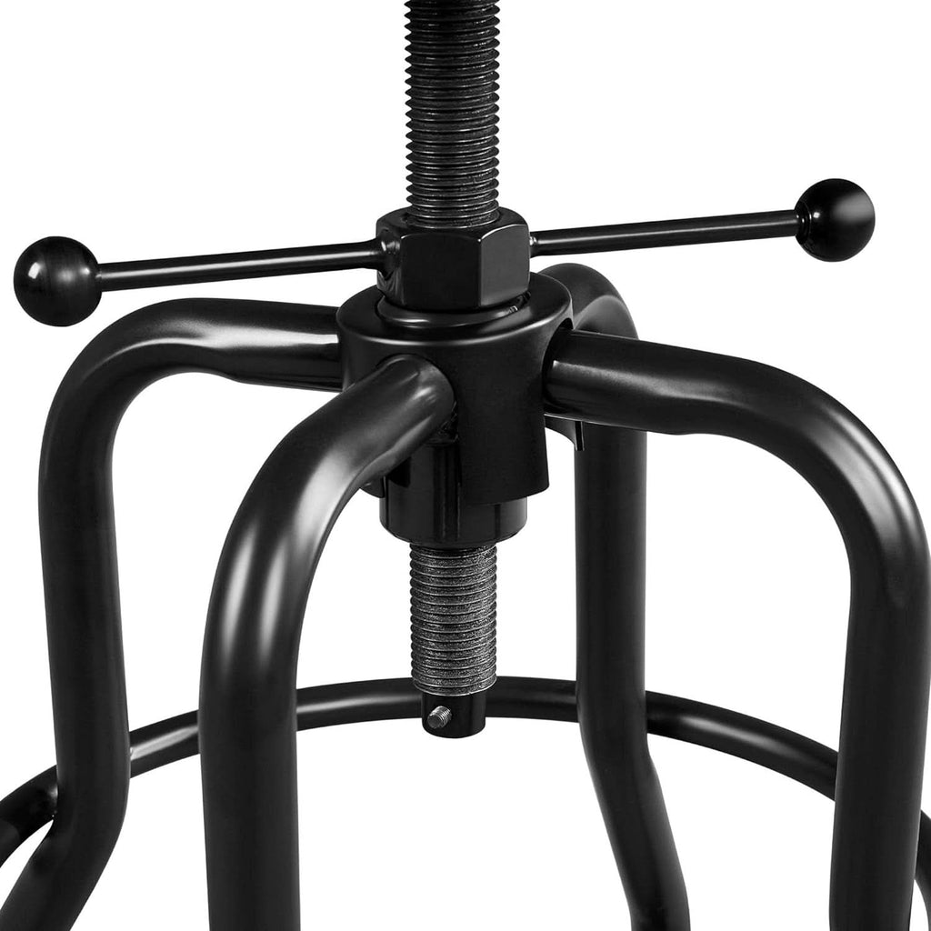 Adjustable Brown Bar Stool With Wood Seat Counter Height