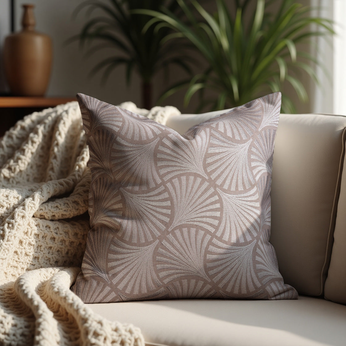 Beige Brown Throw Pillow Covers - 20 x 20 inches