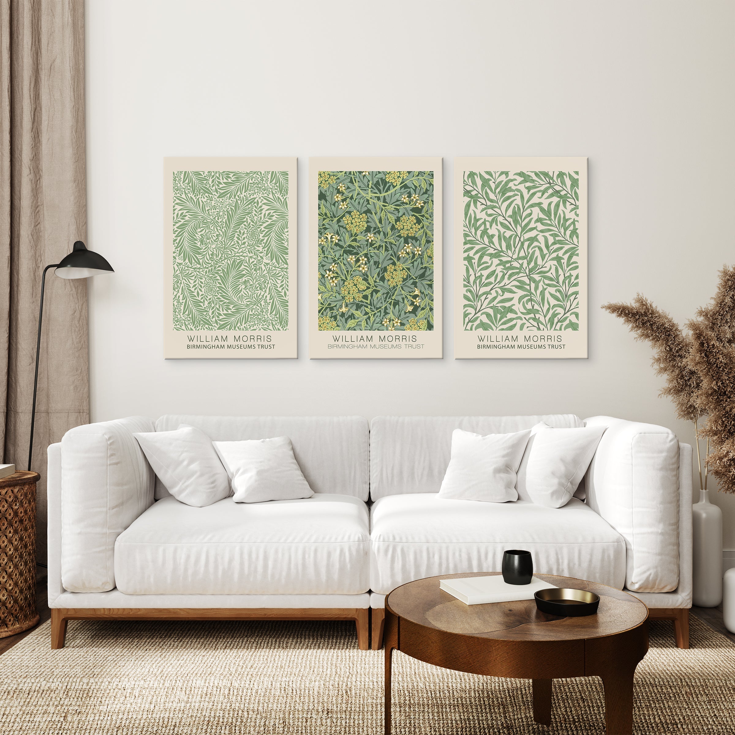 3 Piece William Morris Wall Art Set. Greenery Exhibition Style