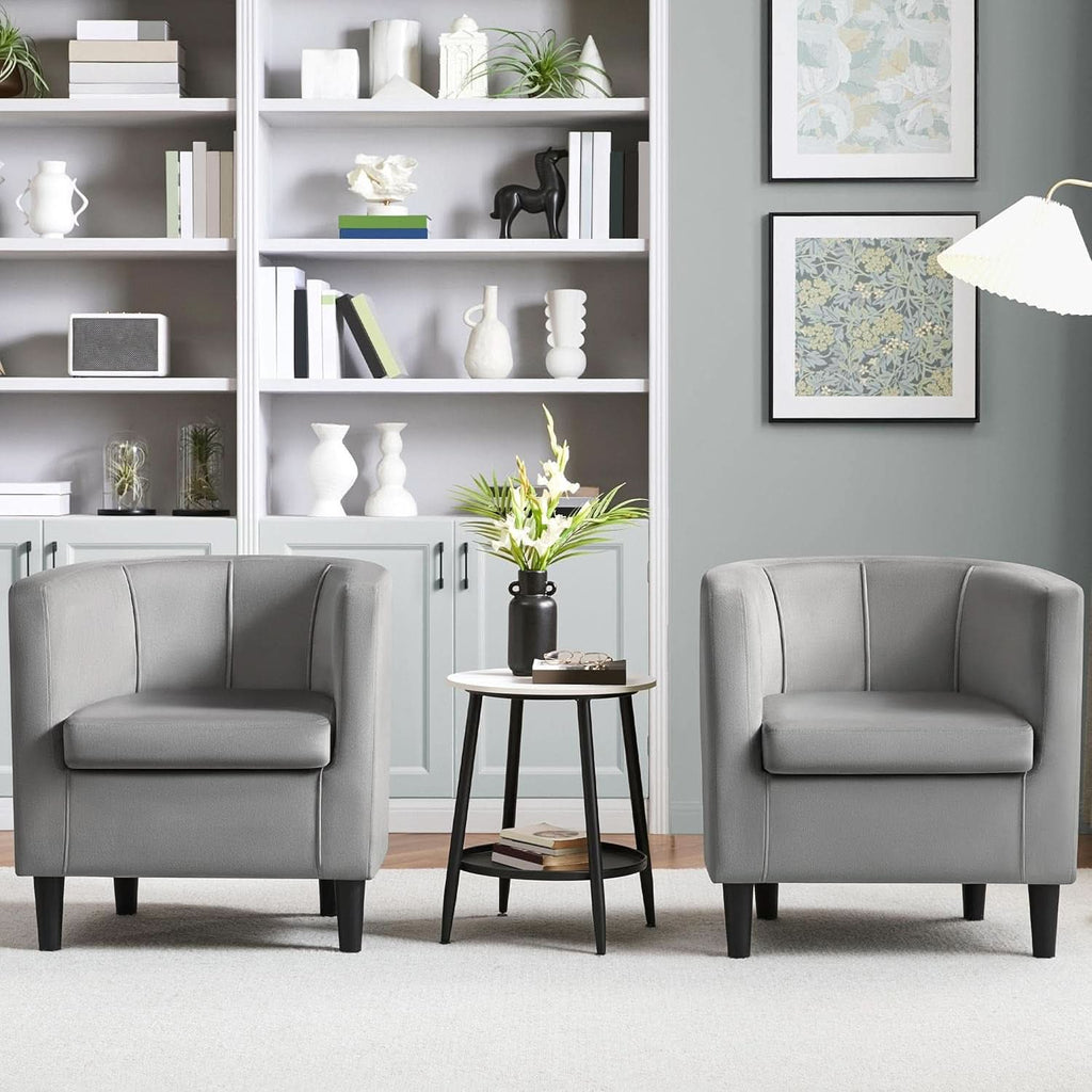 Gray Velvet Barrel Accent Chairs Set of 2 18.5x19.7in Seats