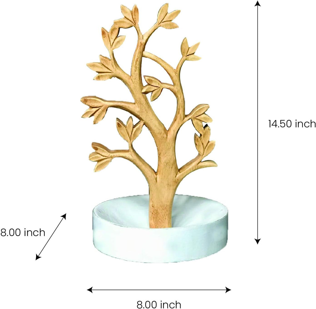 Timber Grace – Solid Wood Jewelry Tree, Handmade Decorative Organizer Stand, Gift for Mom
