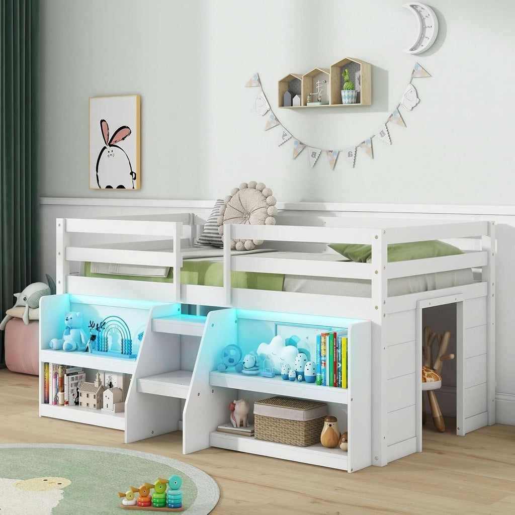 Twin Loft Bed With LED Lights And Durable Build Quality