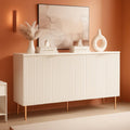 White Fluted Storage Cabinet Set Of 2 Modern Sideboards