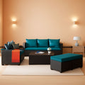 Patio Furniture Set 7 Piece Peacock Blue Anti Slip Cushions
