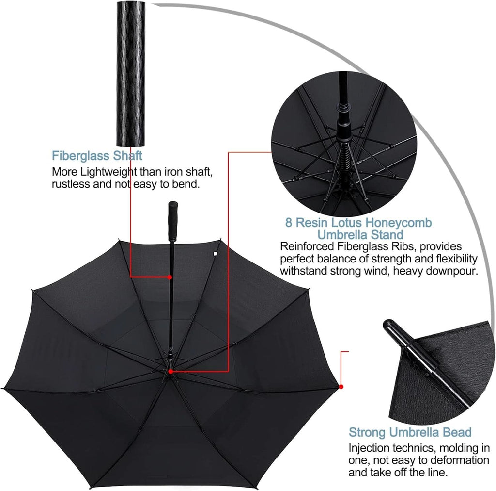 72 Inch Windproof Golf Umbrella Auto Open Double Canopy