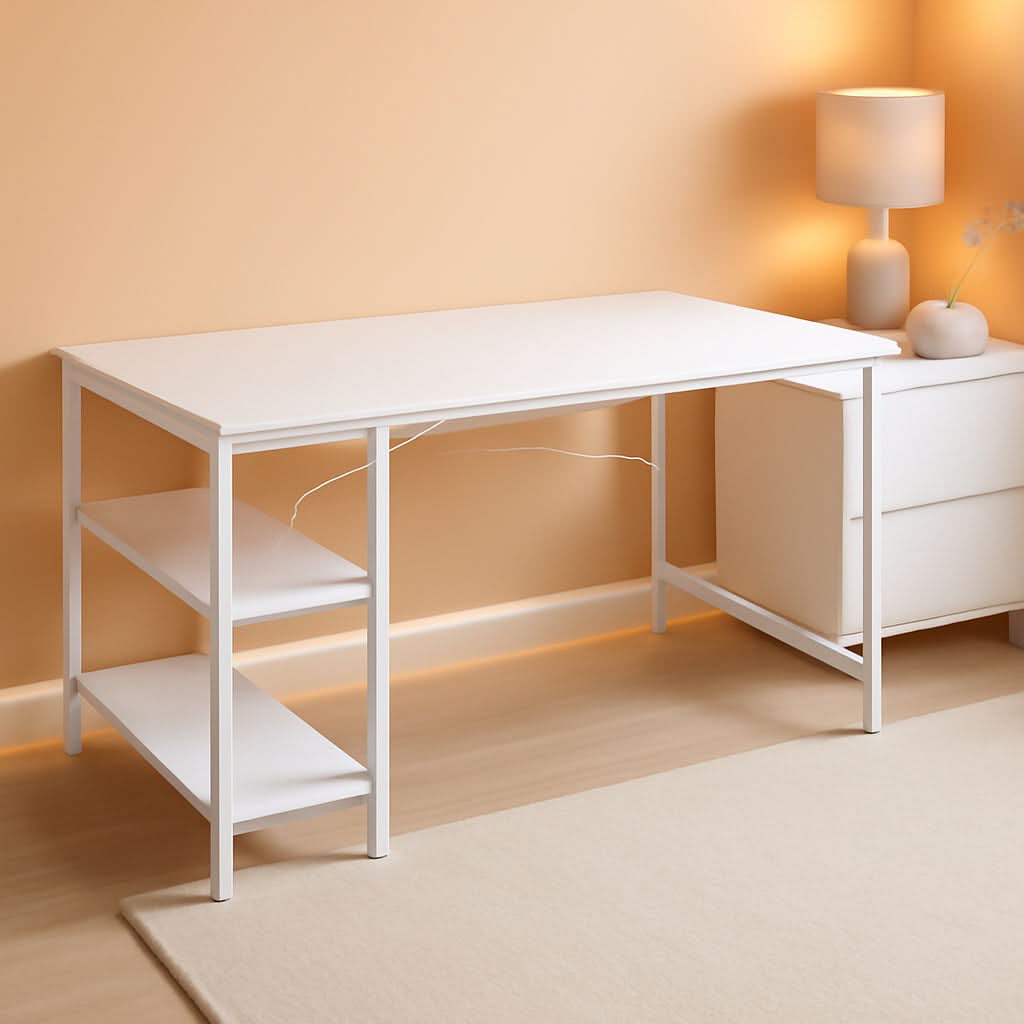 47 Inch L Shaped Computer Desk With Reversible Storage Shelves