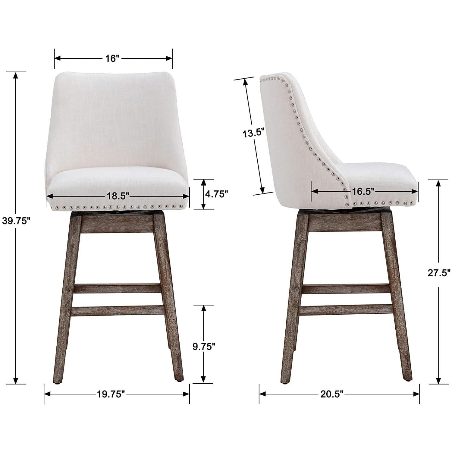 Swivel Upholstered Bar Stool With Back Wood Legs Set Of 4