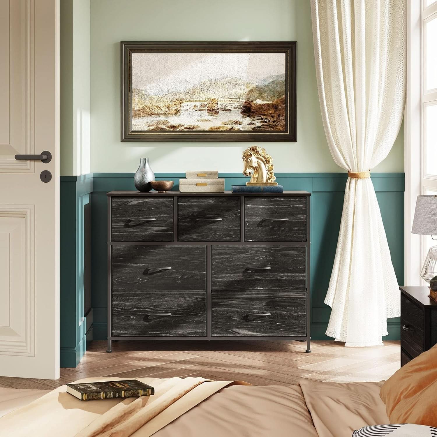 TV Stand For 45 Inch TV With Durable Fabric Drawers