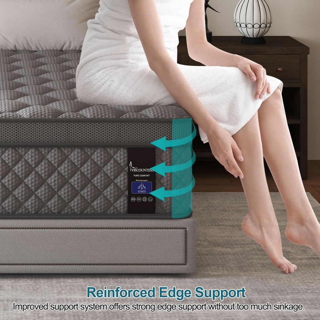 Full Gray 14Inch Premium Medium Firm Hybrid Mattress