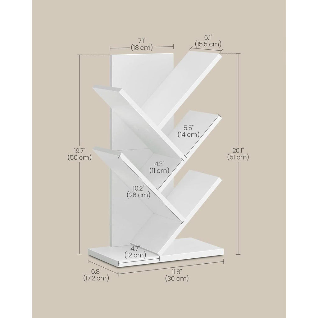 Cloud White Tree Bookshelf Five Tier Corner Shelf Unit
