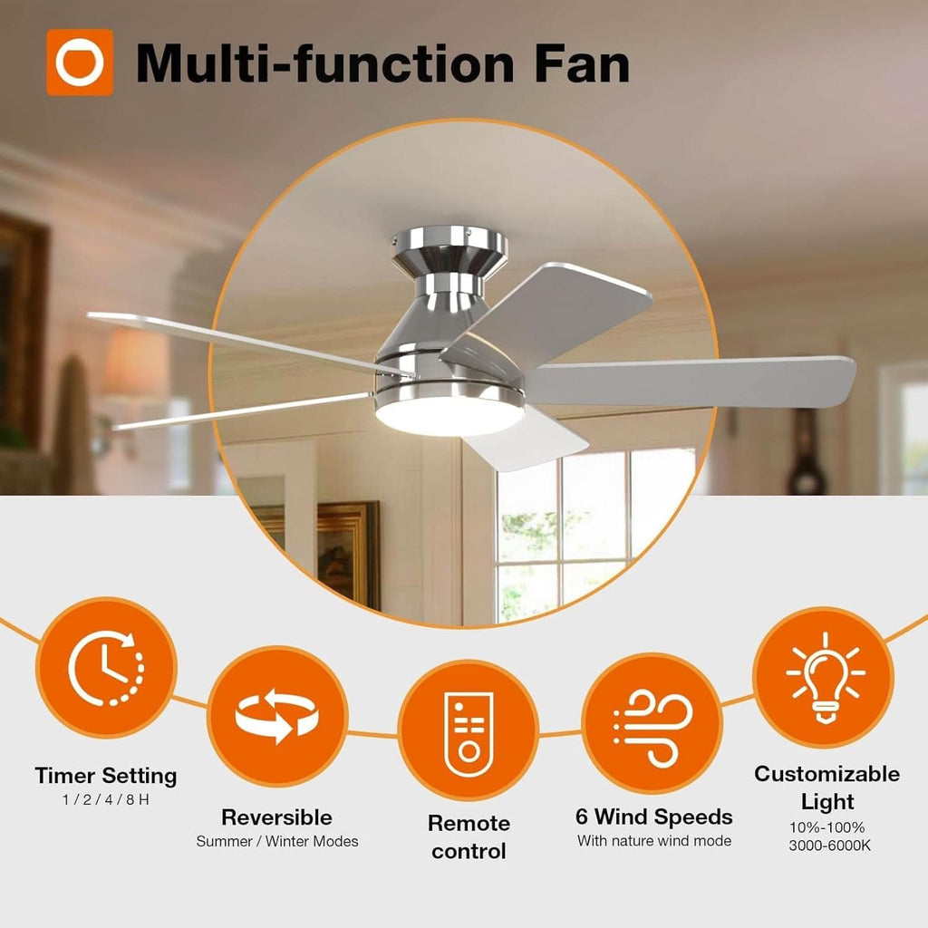 42 Inch Remote Ceiling Fan With Dimmable Light Indoor