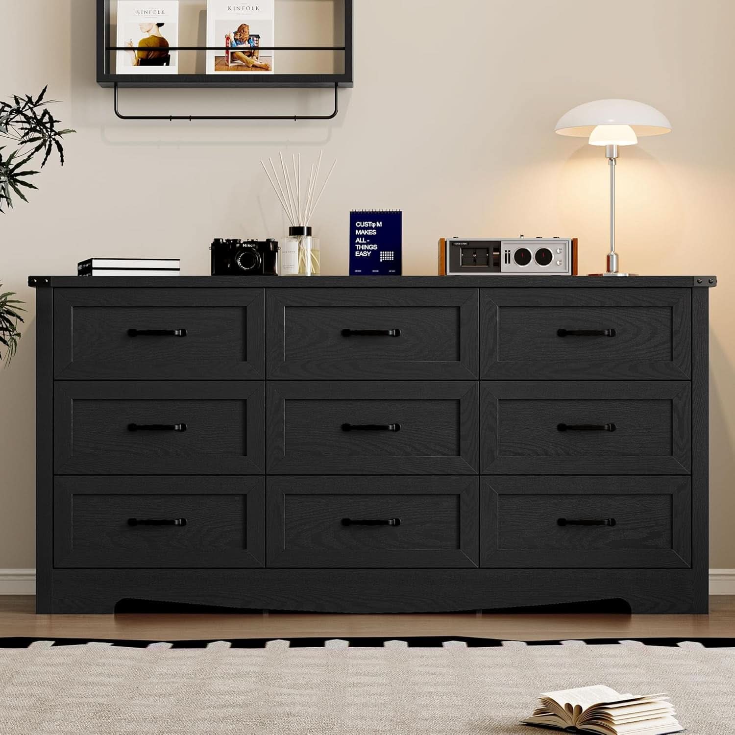9 Drawer Dresser For Bedroom Modern Wooden Anti Tip