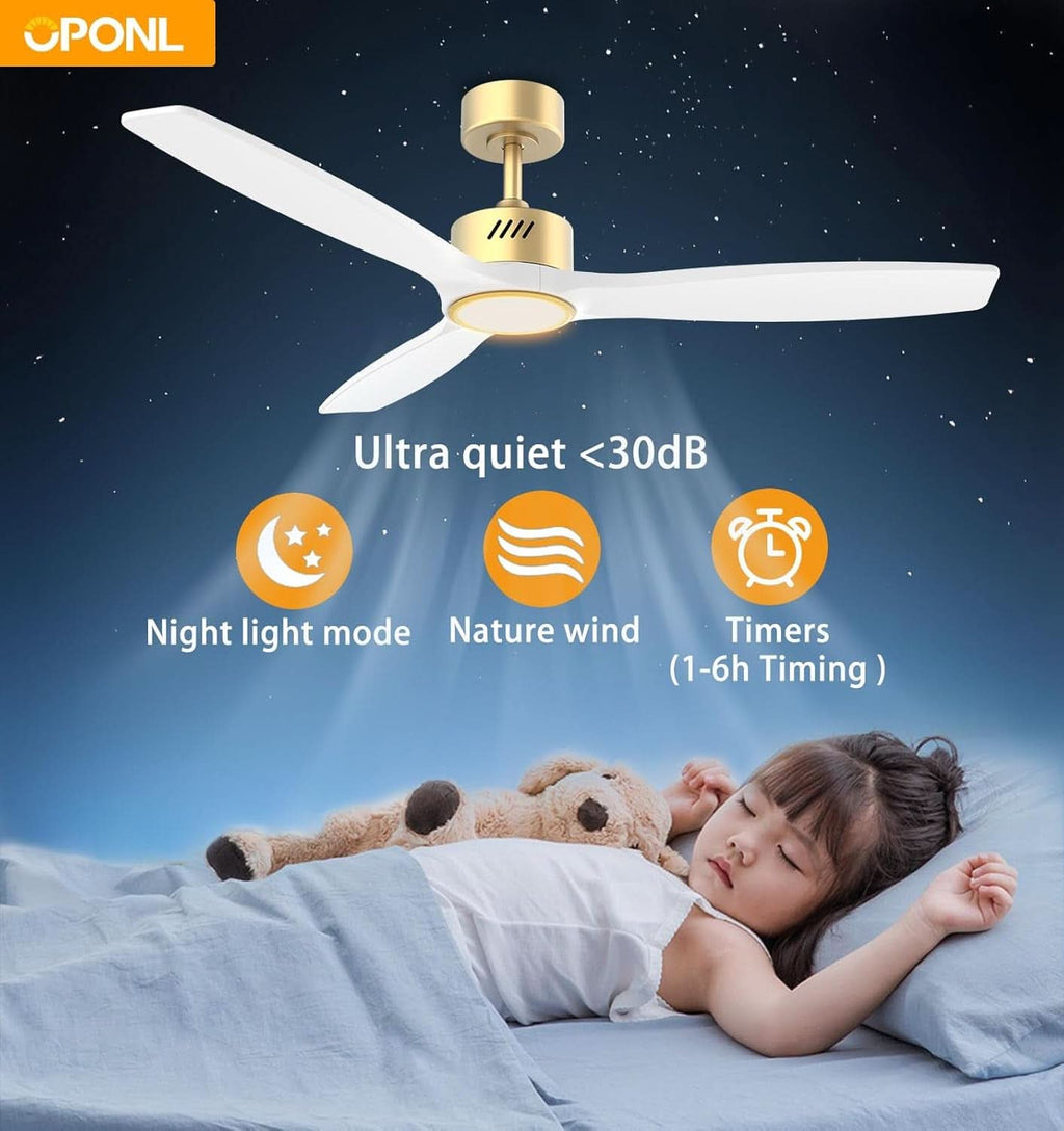 52 Inch Wooden Ceiling Fan With Integrated Light And Remote Control