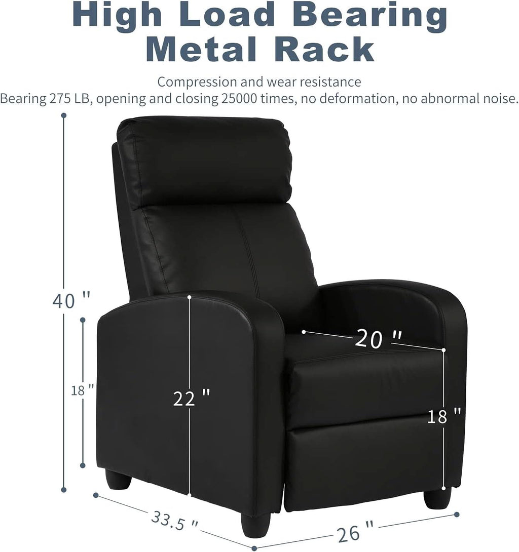 Black Wingback Recliner With Massage Therapy Living Room