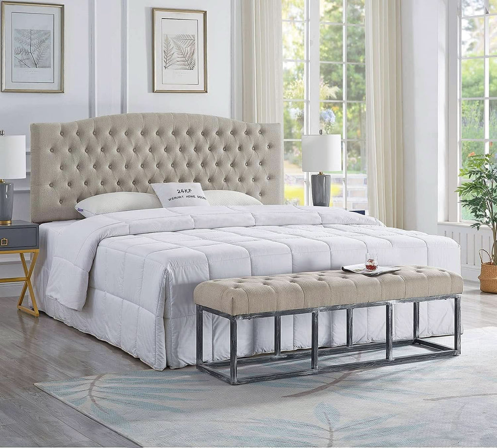 Linen Upholstered Tufted King Headboard for Stylish Comfort