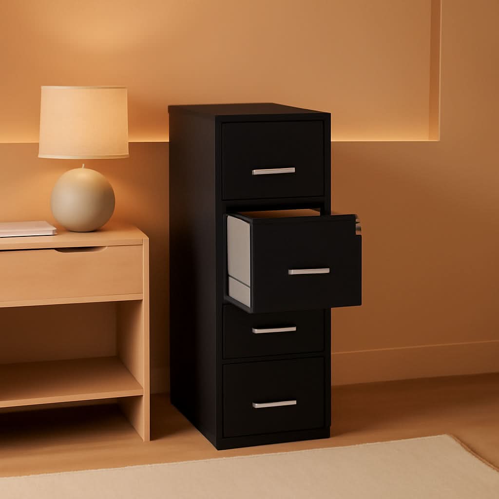 Black Metal Letter File Cabinet 18 Inch Deep 4 Drawers