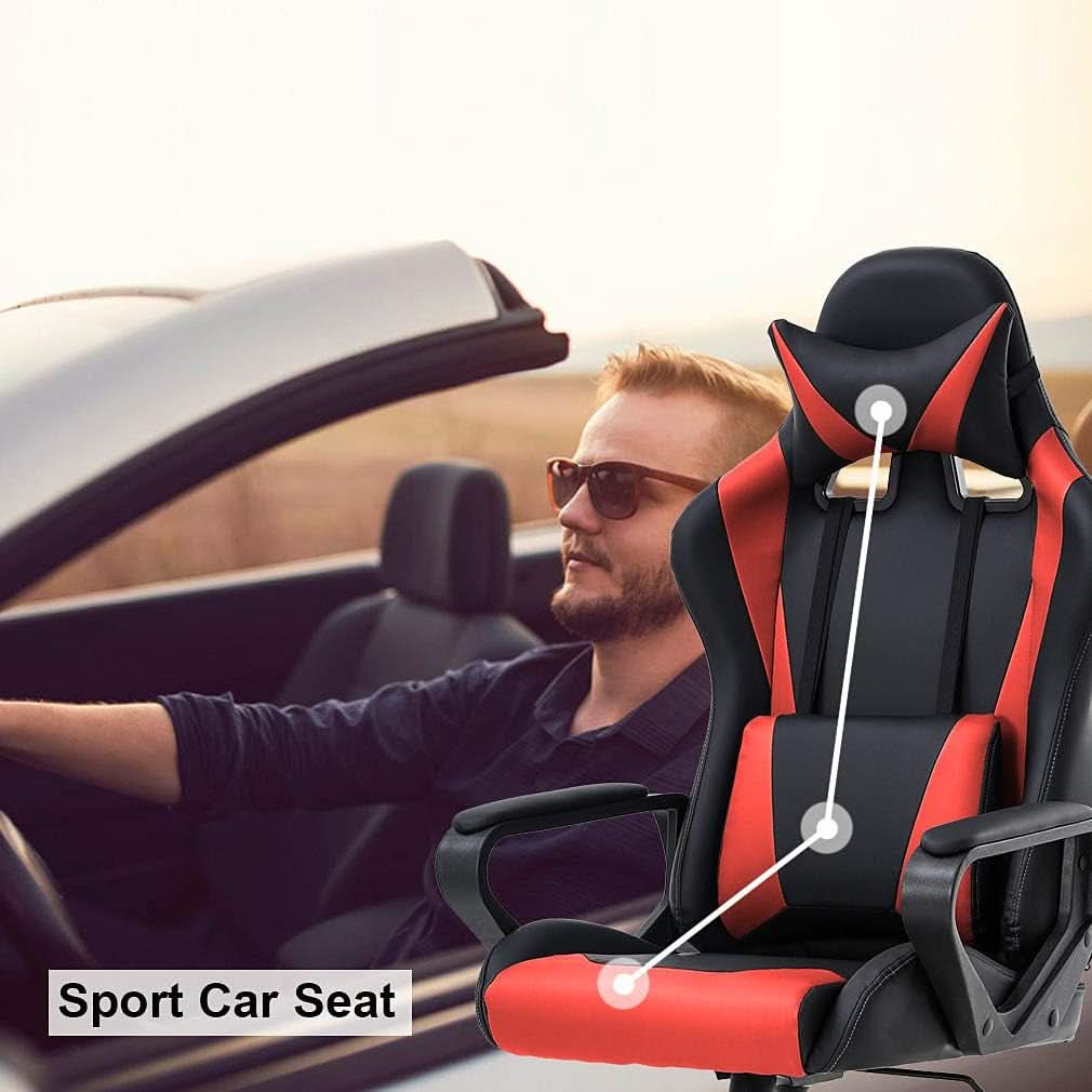 Gaming Chair With Ergonomic Adjustable Lumbar Support