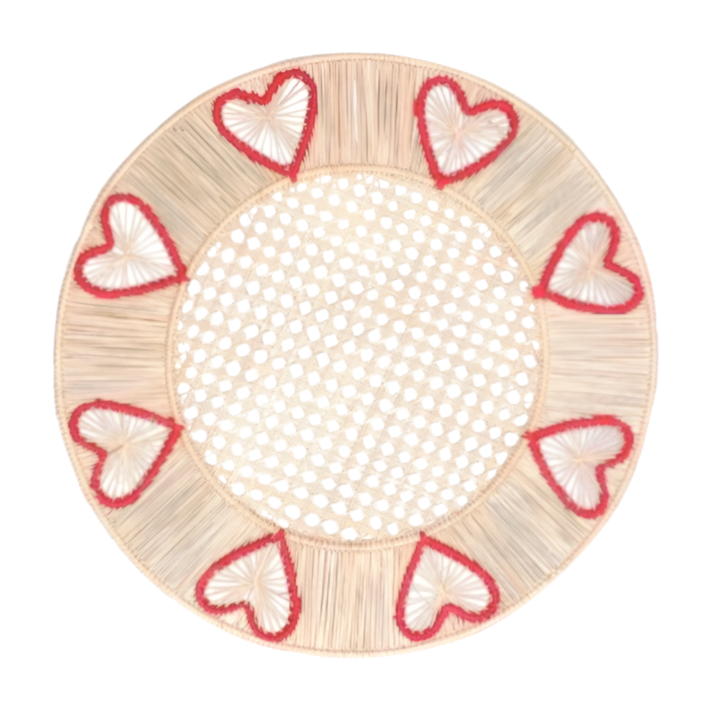 Valentine Hearts Handwoven Iraca Palm Placemat
