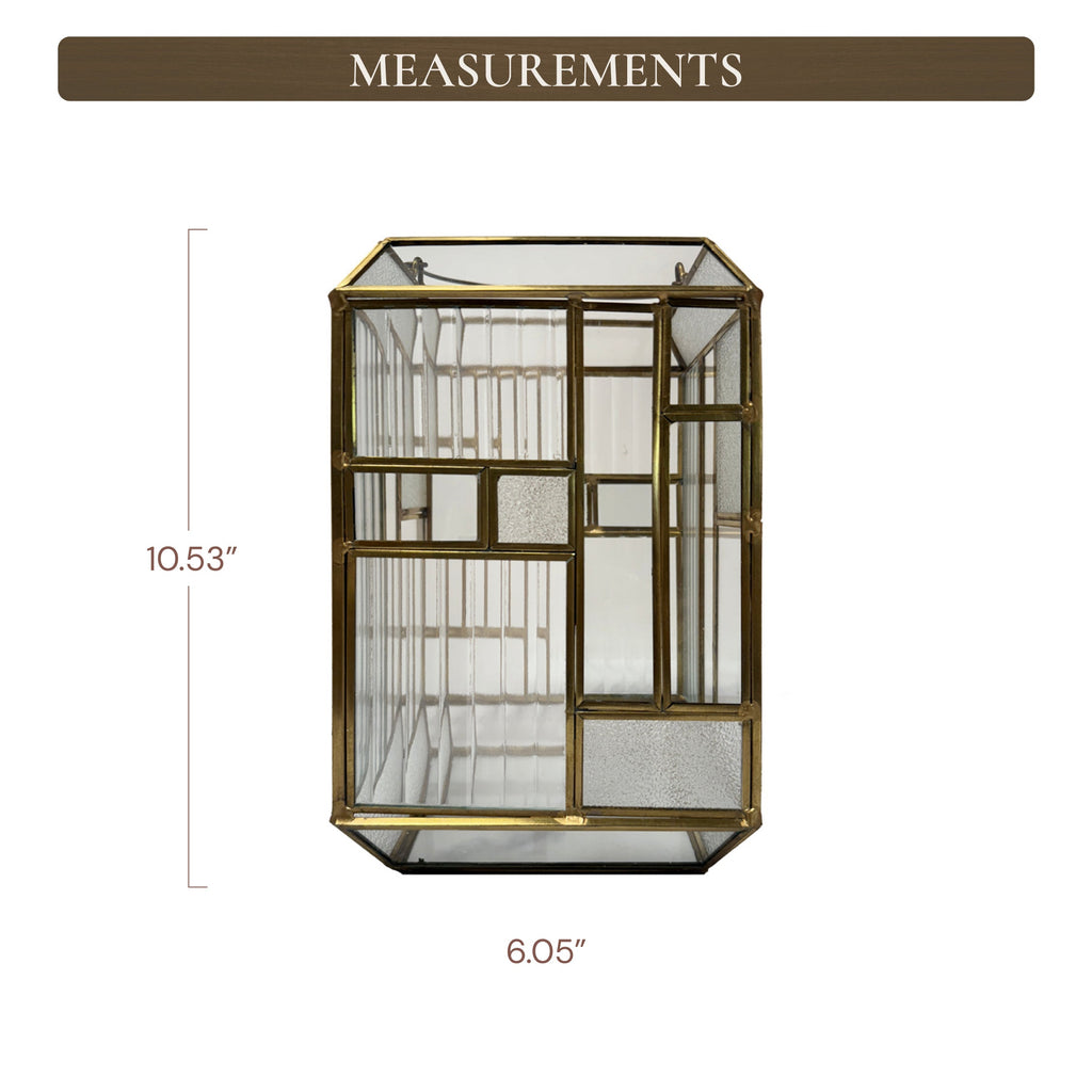 Gold Metal Frame and Glass Candle Holder Lantern