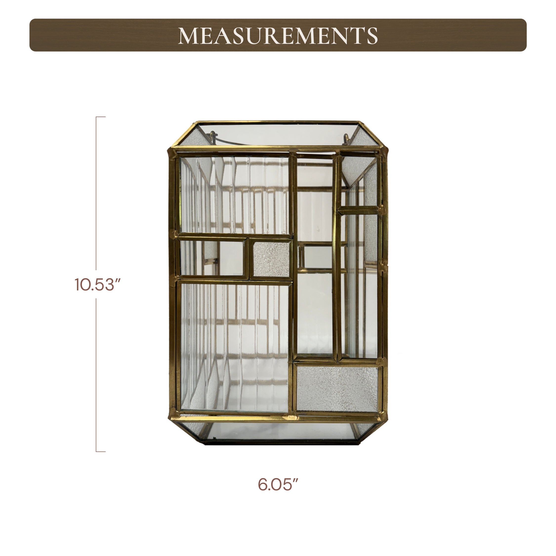 Gold Metal Frame and Glass Candle Holder Lantern