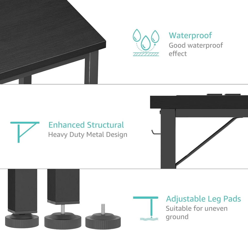 39 Inch Computer Desk With Built In Power Outlet And USB Charging Ports