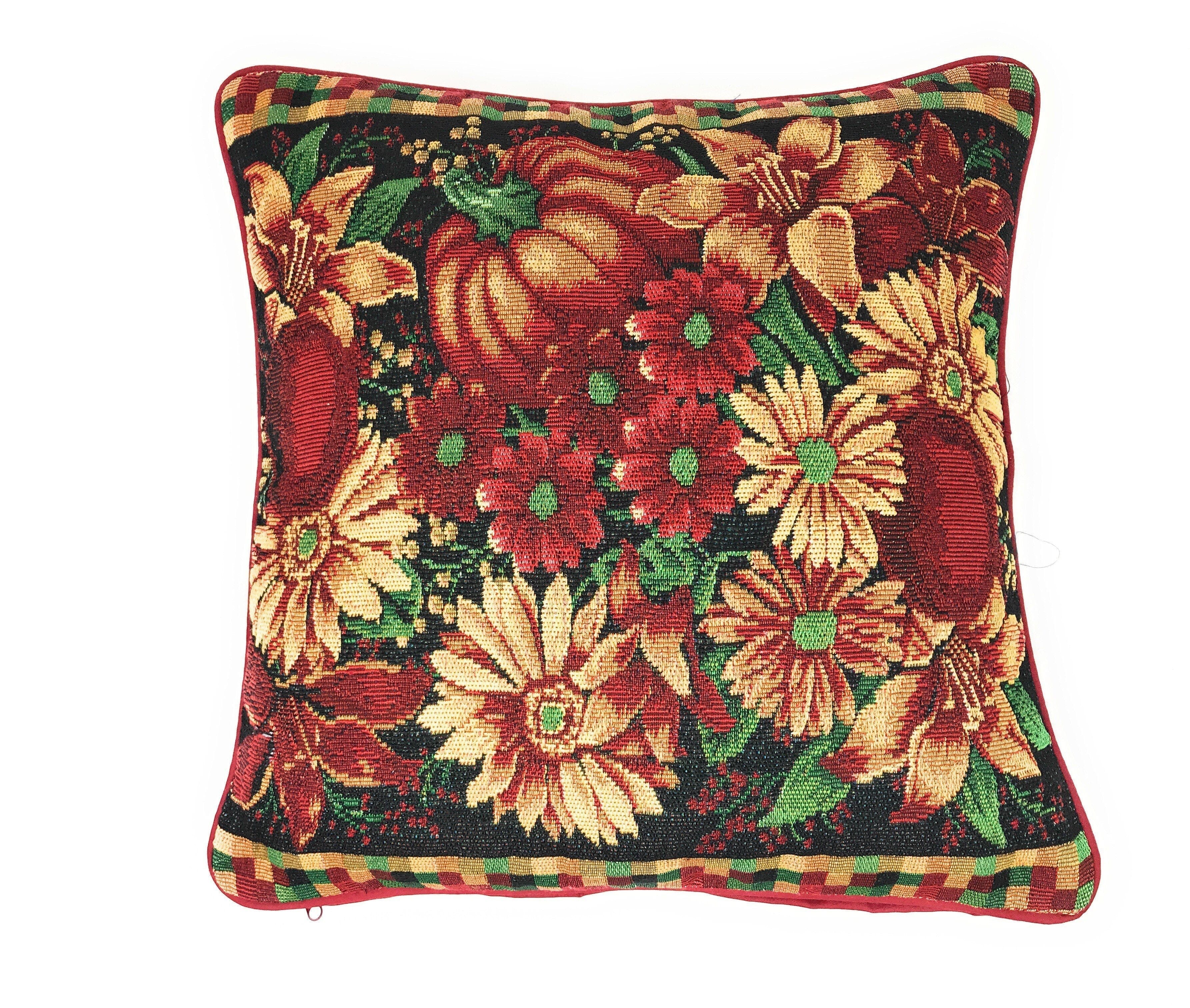 DaDa Bedding Set of 4 Pieces - Autumn Harvest Halloween & Christmas Ornaments Holiday Tapestry Throw Pillow Covers Bundle Pack - 16" x 16"