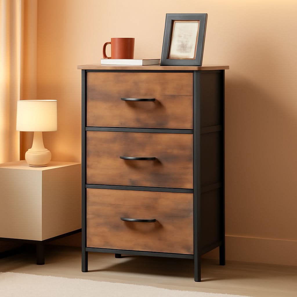 Tall Dresser With Four Drawers And Removable Bins Woodgrain