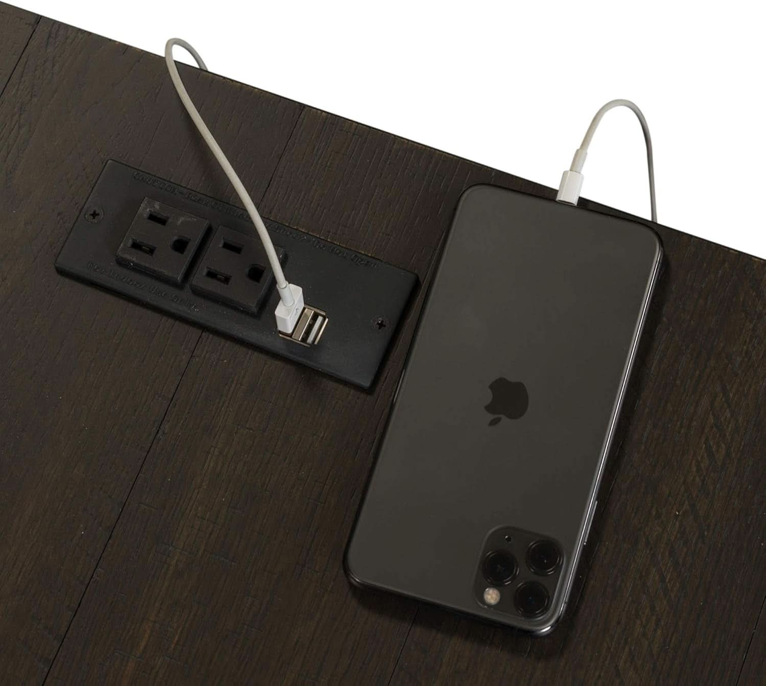 L Shaped Workstation With Integrated Charging Ports