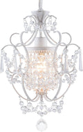 White Mini Crystal Chandelier Ceiling Light 1 Light Fixture