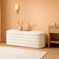 43 Inch SherpaWhite Upholstered Storage Ottoman Bench
