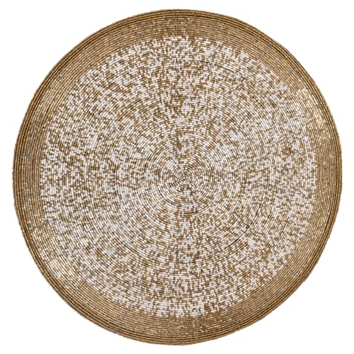 Golden Tatro – Beaded Placemats, The Tatro Collection Elegant Decorative Dining Table Accent 14 inch