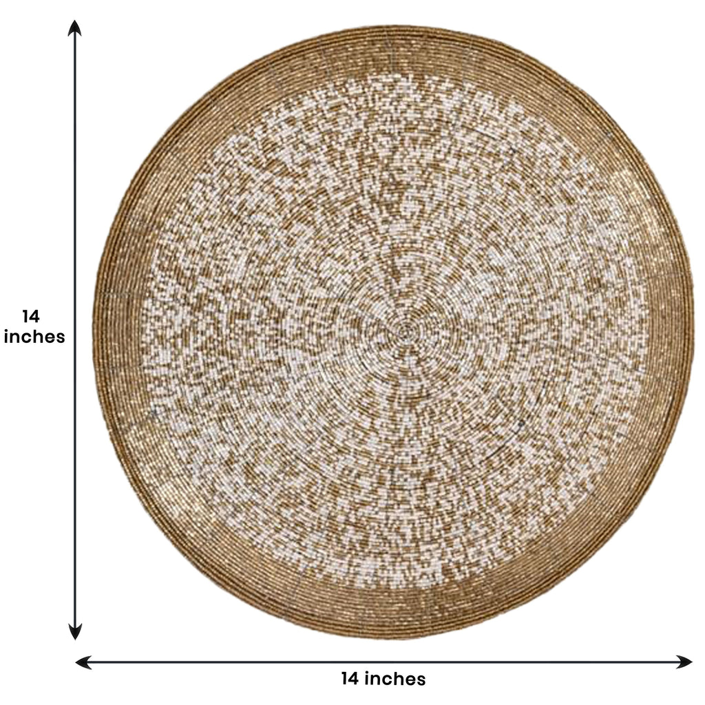 Golden Tatro – Beaded Placemats, The Tatro Collection Elegant Decorative Dining Table Accent 14 inch