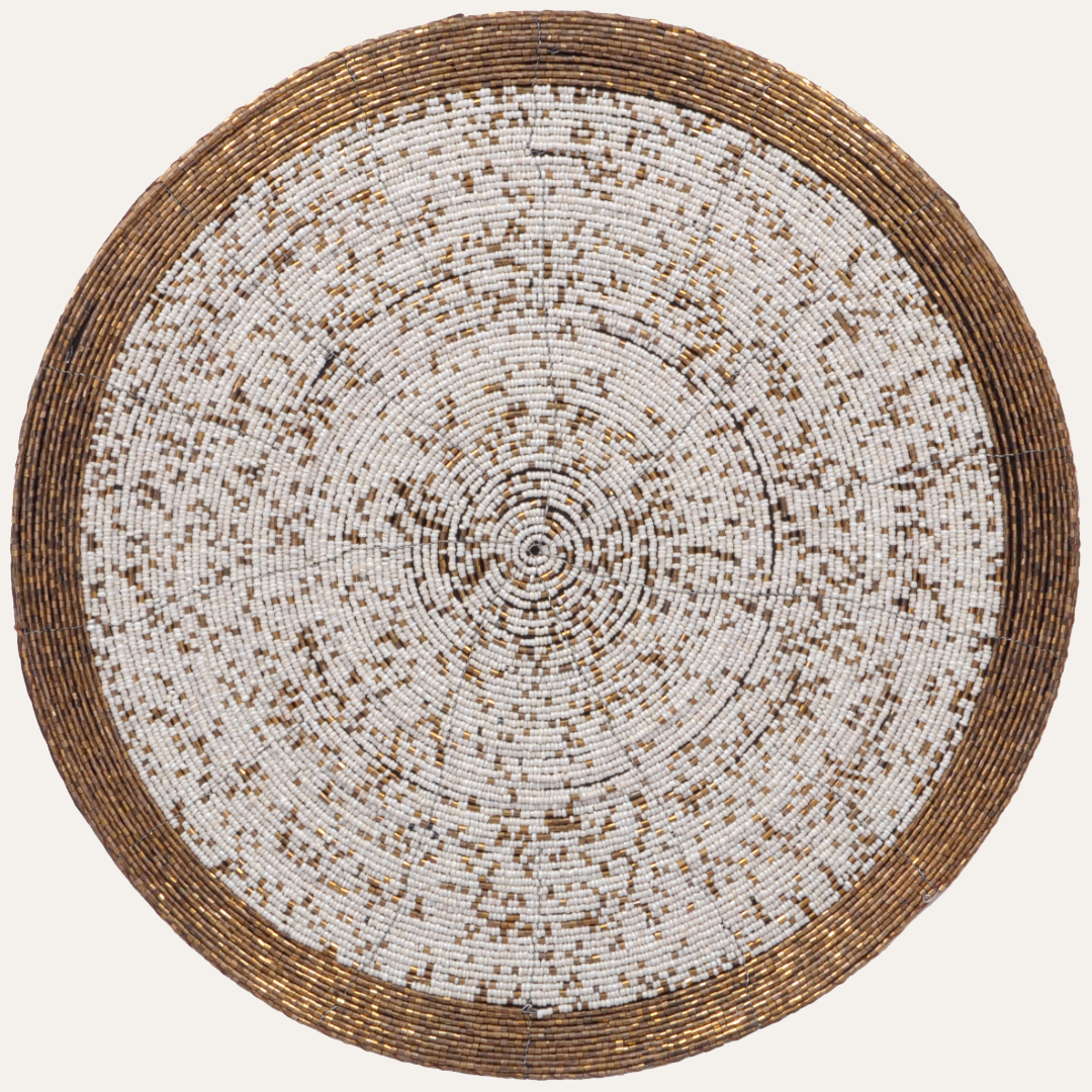Golden Tatro – Beaded Placemats, The Tatro Collection Elegant Decorative Dining Table Accent 14 inch