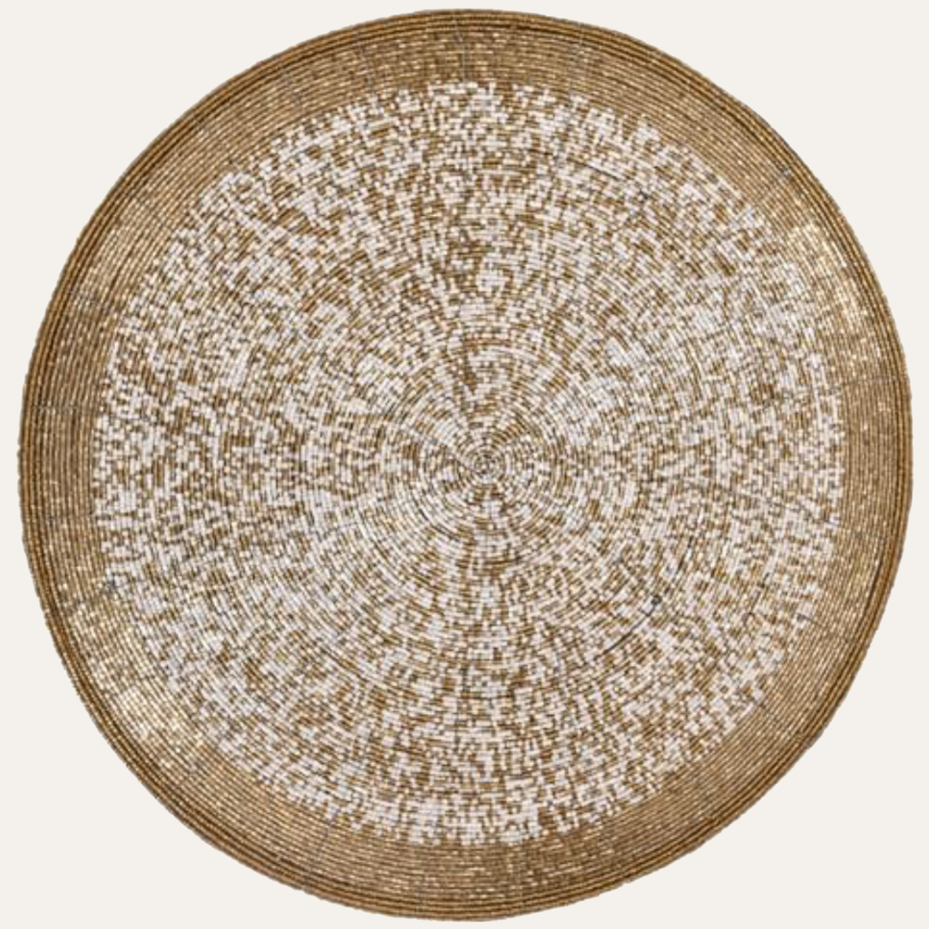Golden Tatro – Beaded Placemats, The Tatro Collection Elegant Decorative Dining Table Accent 14 inch