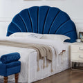 Elegant Crown Design Upholstered Velvet King Headboard