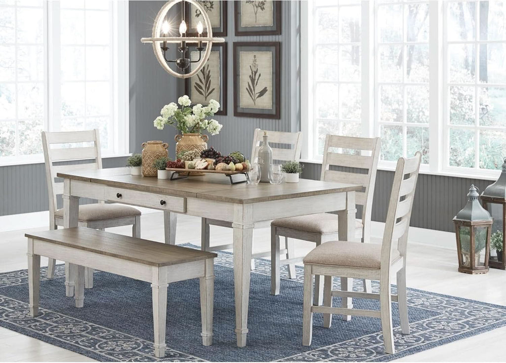Dining Room Chair Set Of 2 Whitewash Finish Upholstered