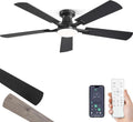 52 Inch Matte Black Ceiling Fan With Dimmable LED Light