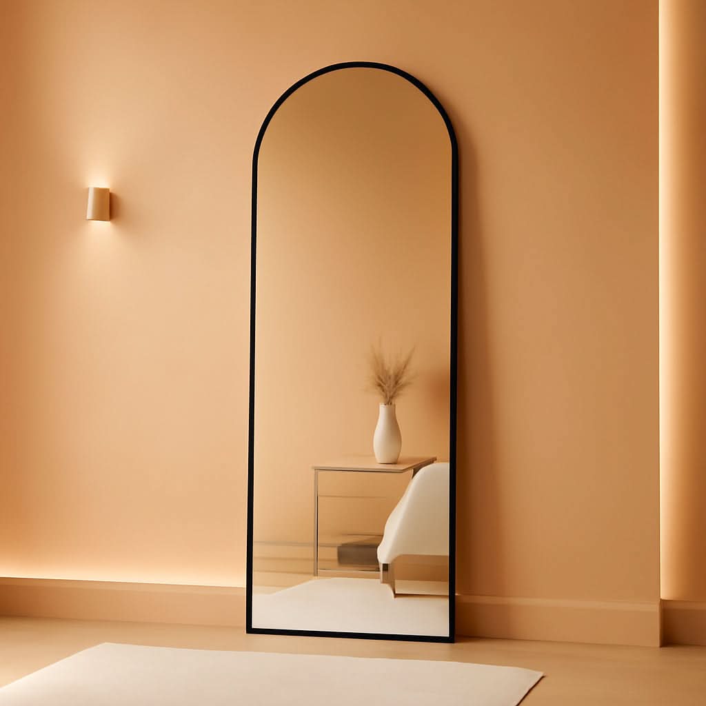 Arched Floor Standing Full Length Mirror 64 By 21 Inches