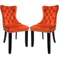 Solid Wood Dining Chairs With Nailhead Back Set Of 2