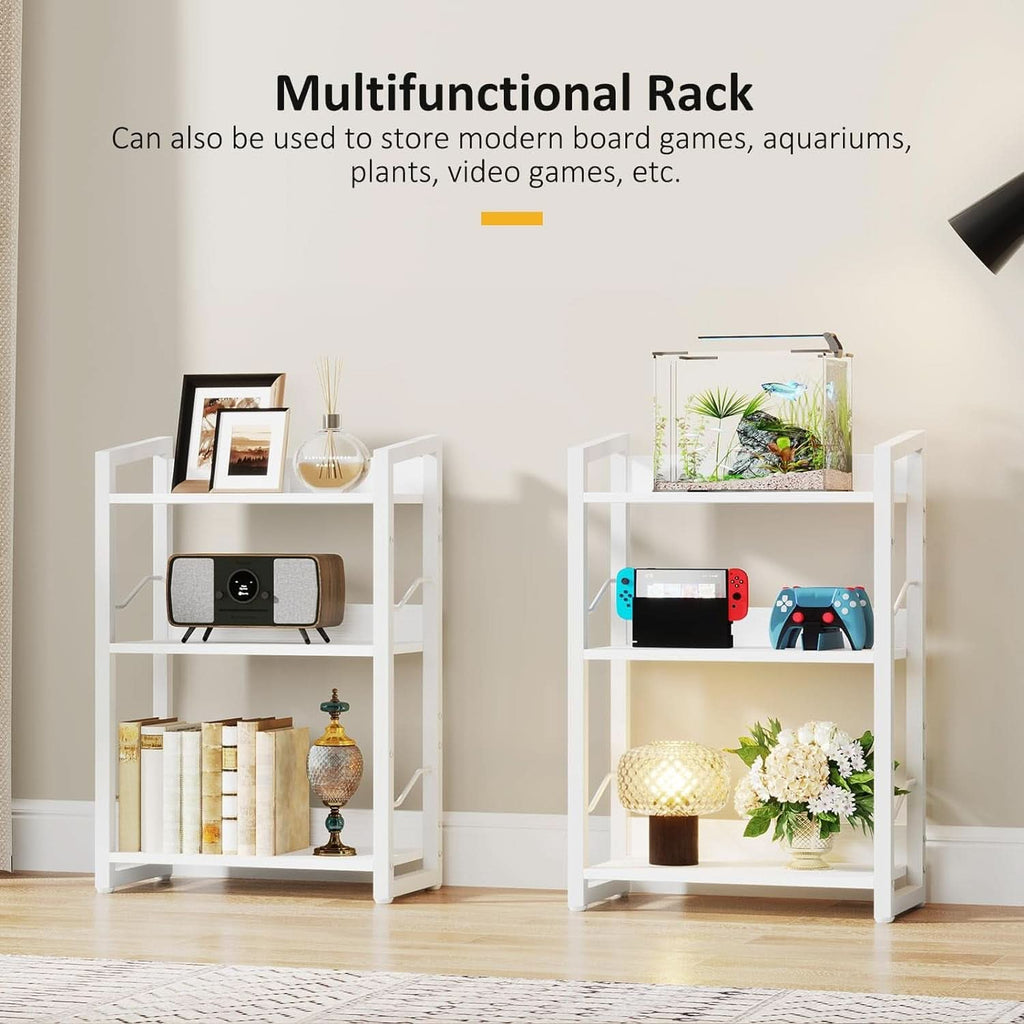 White 3 Tier Bookshelf for Small Space Living Room