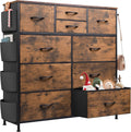 Dresser With 10 Drawers In Rustic Brown Wood Grain Finish