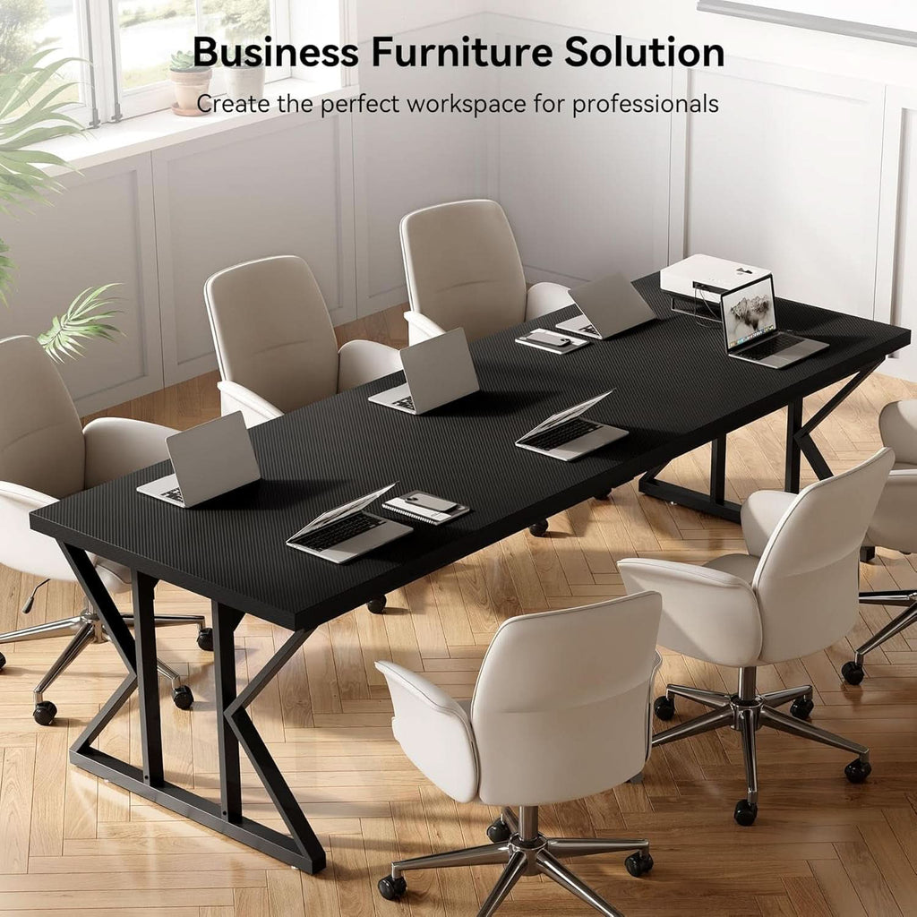 78.7 Inch Large Black Executive Desk Office Workstation
