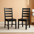 Black Dining Chairs Set Of 2 With Solid Wood Legs And Footrest