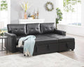 Jenny Sectional Sleeper Sofa With Storage Chaise In Black Air Leather