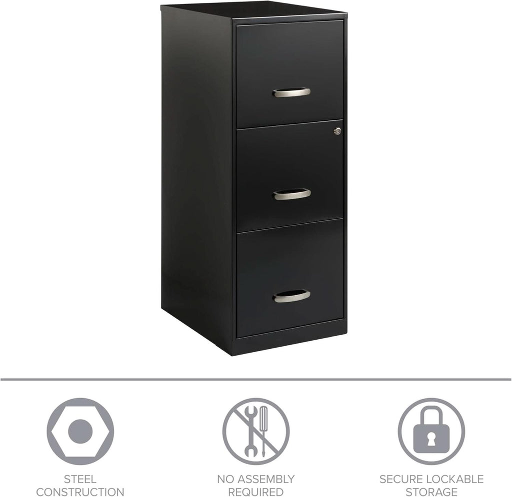 SOHO 18 Inch 3 Drawer Vertical File Cabinet With Lock