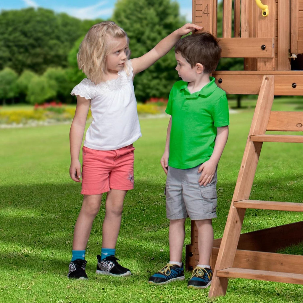 Premium Outdoor Cedar Playhouse With Integrated Kitchen