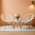 Acapulco Patio Bistro Set 3 Piece Outdoor White With Glass Top